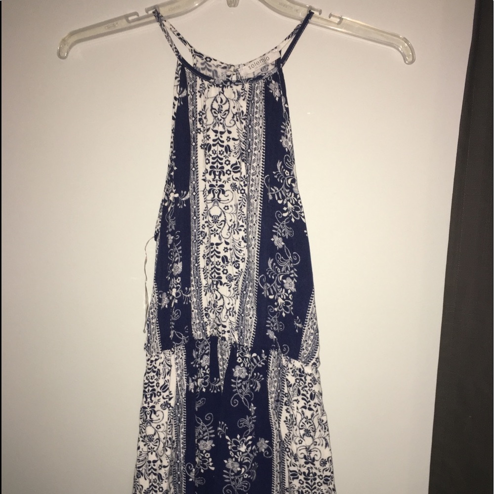 navy and white romper